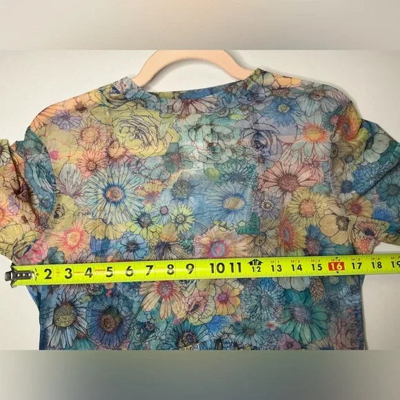 Johnny Was Florentina Mesh Tiered Slip Dress Multi Floral Size Medium - Picture 12 of 16